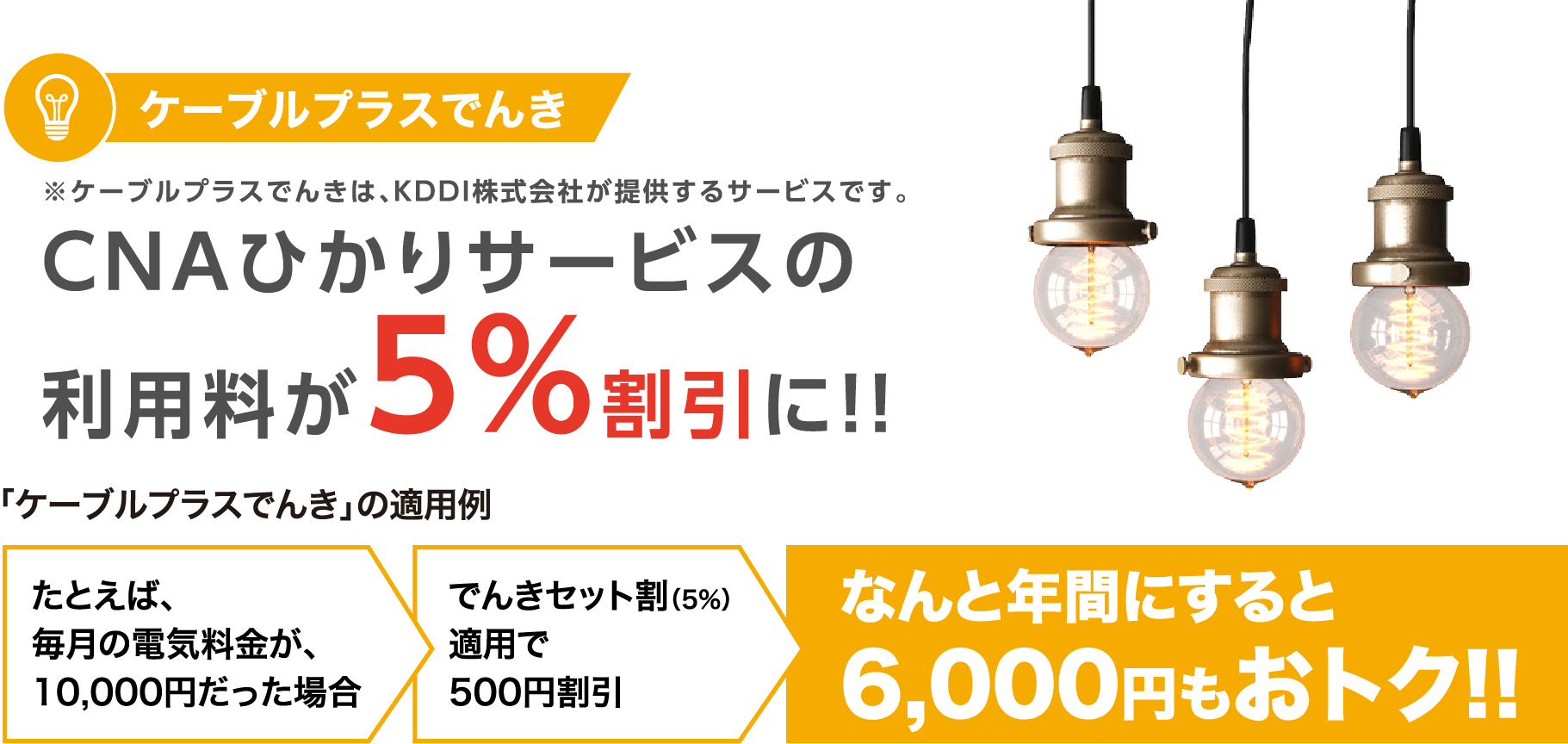 CNAひかりサービスの 利用料が5%割引に!!