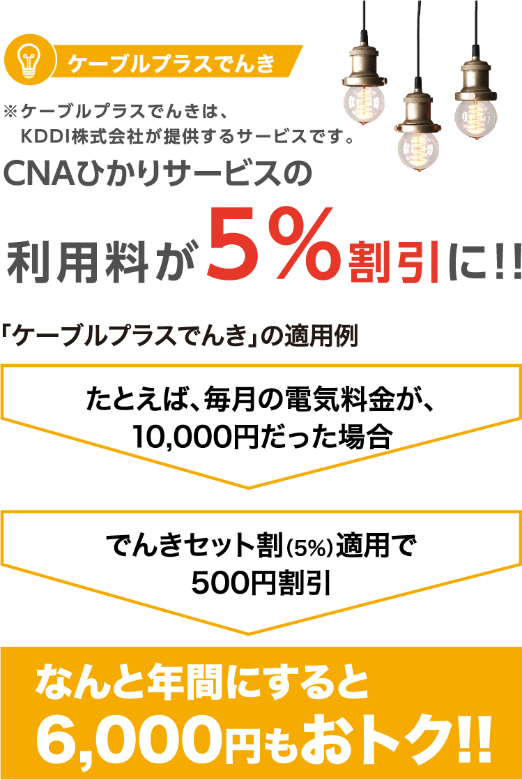 CNAひかりサービスの 利用料が5%割引に!!