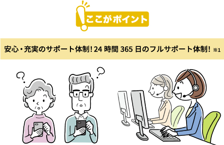 安心・充実のサポート体制!24時間365日のフルサポート体制※1!
