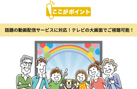 話題の動画配信サービスに対応！テレビの大画面でご視聴可能！